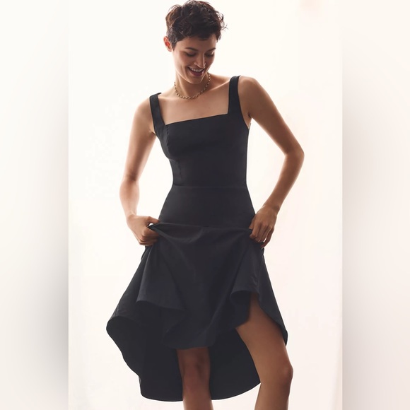 Anthropologie The Ariana Square-Neck Asymmetrical Ruffle-Hem Dress - Picture 5 of 15